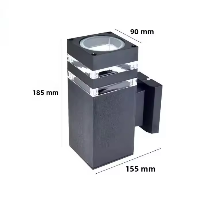 Lámpara De Pared Moderna LED Impermeable E27 Cabeza De Lámpara Negra Creativa Simple En PVC Cuadrada Para Villa Frontera Balcón - 1