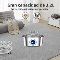 Fuente Automática De Agua Para Gatos Y Perros 108oz/3.2L Con Bomba Silenciosa Y Luz LED Acero Inoxidable Dispensador De Agua Para Mascotas - details 2