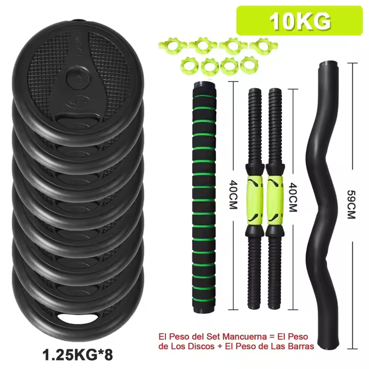 ALLINLIFE JUEGO DE MANCUERNAS AJUSTABLE MULTIFUNCIONAL 4 EN 1, 10KG,15KG,20KG,30KG ,40KG TOTAL,CON MANGO OPCIONAL PARA KETTLEBELL, BARRA CURL Y RECTA, RUEDA ABDOMINAL,FLEXIONES, ENVÍO RAPIDO DESDE EUROPA - 1