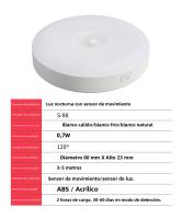 Lámpara LED Recargable Con Sensor De Movimiento Y Control Remoto Timer Luz Nocturna Dimmable Para Pasillos Escaleras Armario - details 7