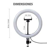 FGNS Trípode Soporte con Clip para móvil, Trípode de 2.1m y/o aro de luz led de 3 colores de 30cm/12'' regulable ara selfie, fotografía, maquillaje, streaming Youtube, Tik Tok - details 3