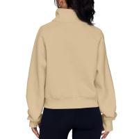Nueva Sudadera De Mujer Con Capucha Cuello Erguido Otoño Invierno Color Sólido Fleece Manga Larga Bolsillos Cierre Media Pullover Suave - details 69