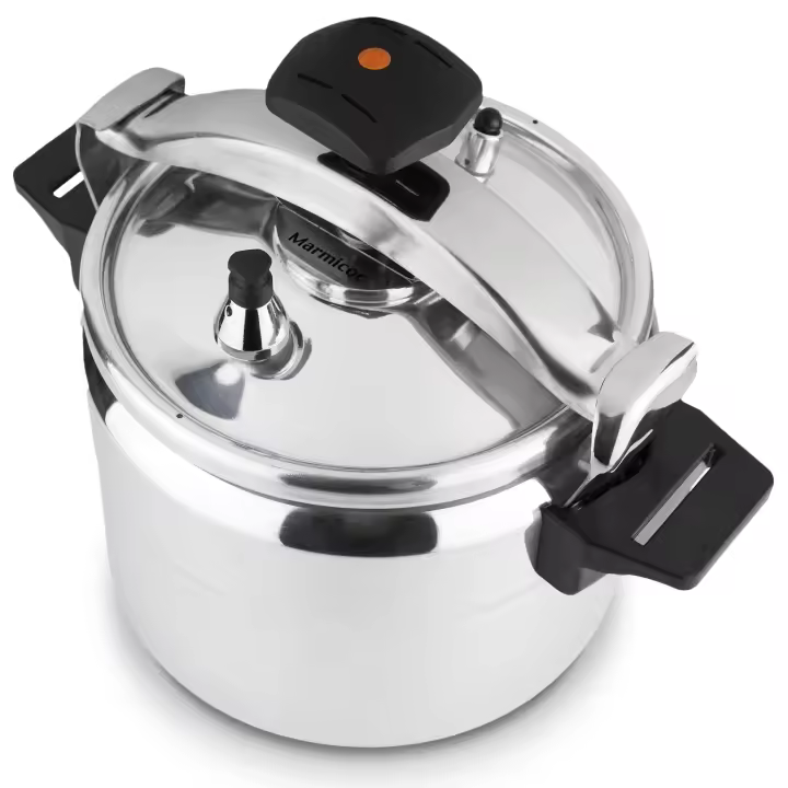 Marmicoc Alumax - Olla a Presión Tradicional, Aluminio Extra Grueso, 3 Sistemas de Seguridad, Compatible con Vitrocerámica, Gas y Eléctrica - 1