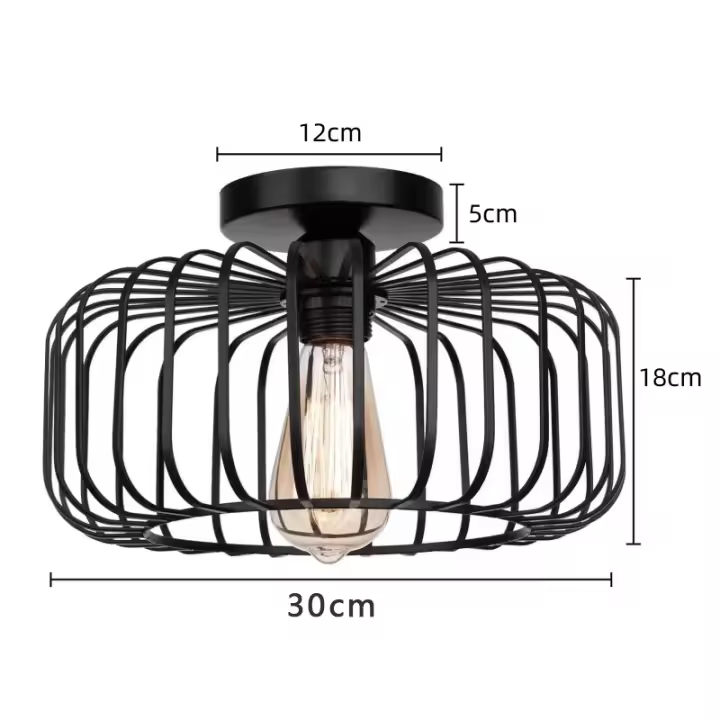 Luz De Techo Estilo Industrial Retro Creativa De Cage De Pájaro Americana Para Sala De Estar Dormitorio Comedor Material De Hierro - 1