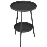 Outsunny Mesa de Jardín Redonda de 2 Niveles Mesa de Terraza Exterior Ø32x51 cm con Bandeja Inferior y Estructura de Metal para Exterior e Interior Negro - details 0