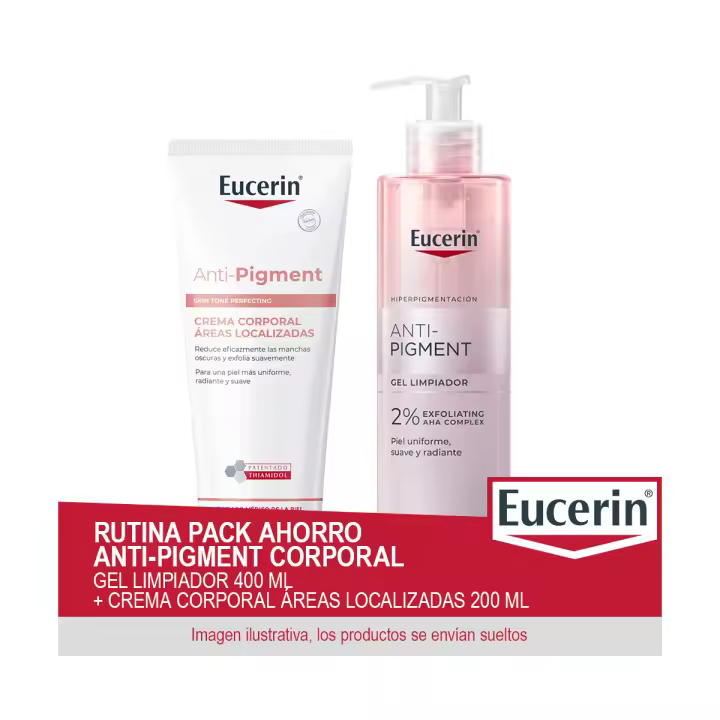 EUCERIN Rutina Pack Ahorro Anti-Pigment Corporal- Contiene Gel Limpiador 400 ml + Crema Corporal Áreas Localizadas 200 ml - 1