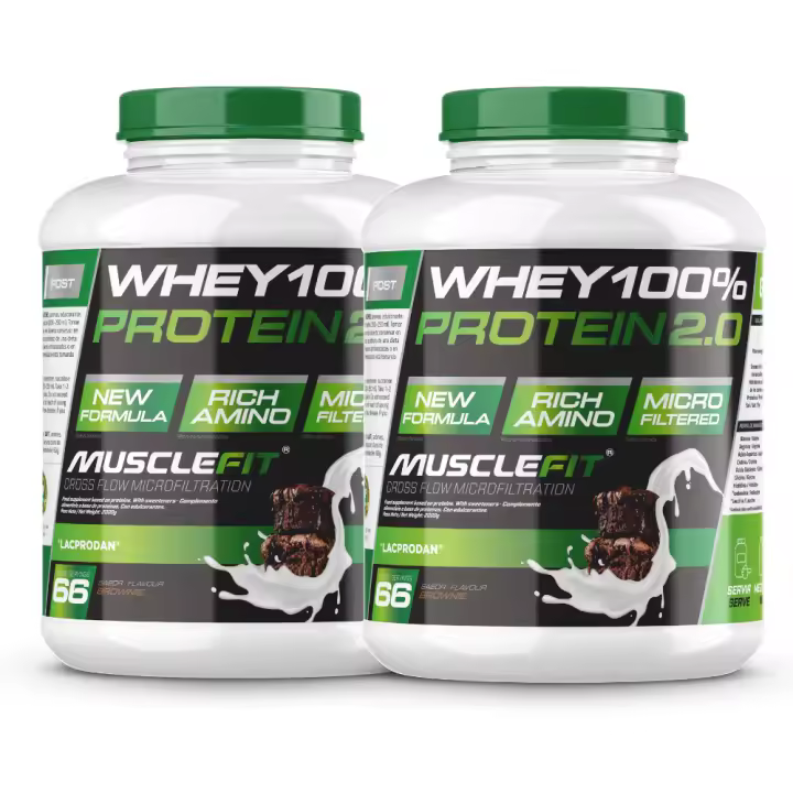 Pack 2 x Whey 100% Protein 2kg - MuscleFit│MUSCLECULT│Incremento de masa muscular│Proteína│Mas musculo - 1