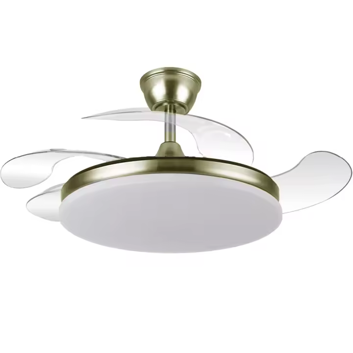 TRIDENTE CUERO- Ventilador Fabrilamp Tridente Motor DC 59w Metal Cuero 4 aspas desplegables Ultrasilencioso 107d 6980lm 3000-4000-6000k LED Regulable Remoto Temporizador Memoria y Cuerpo Metalico - Fabrilamp 2026 - 1