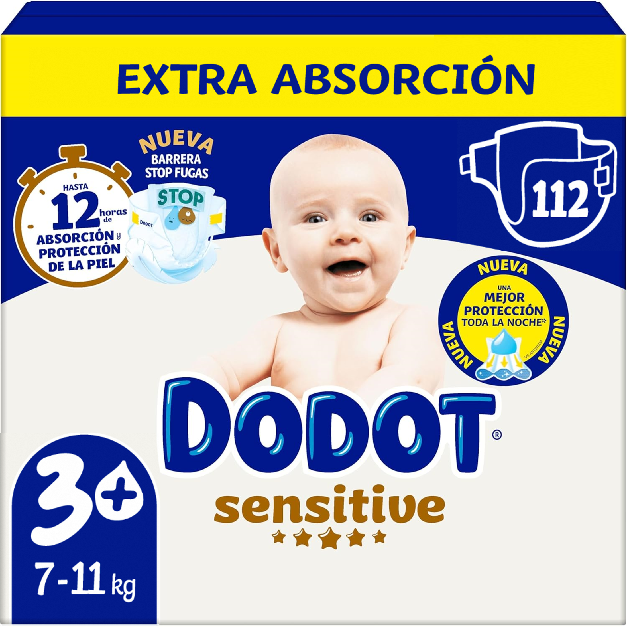 Dodot Sensitive Extra Pañal Bebé, Tallas 3+,4+,5+,6+ Pack mensual