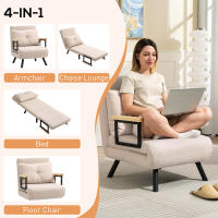 HOMCOM Sofá Cama de 1 Plaza Sofá Cama Plegable Tapizado en Terciopelo con Respaldo Ajustable de 5 Niveles y Almohada Acolchada para Oficina Dormitorio Salón 63x73x81 cm - details 8