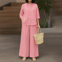 Conjunto De Traje Elegante Para Mujer ZANZEA Otoño 2 Piezas Camisa De Manga Larga Y Pantalones Regular Para Trabajo Y Casual - details 2