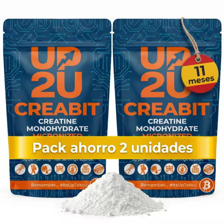 Pack 2x Creatina Monohidrato 500gr (1kg en total) micronizada 200 MESH en polvo, +11 Meses de suministro, 322 Porciones, 3g por Porción, Sin Sabor, 100% Pura sin Aditivos, Alta Solubilidad, Incluye Dosificador - 1
