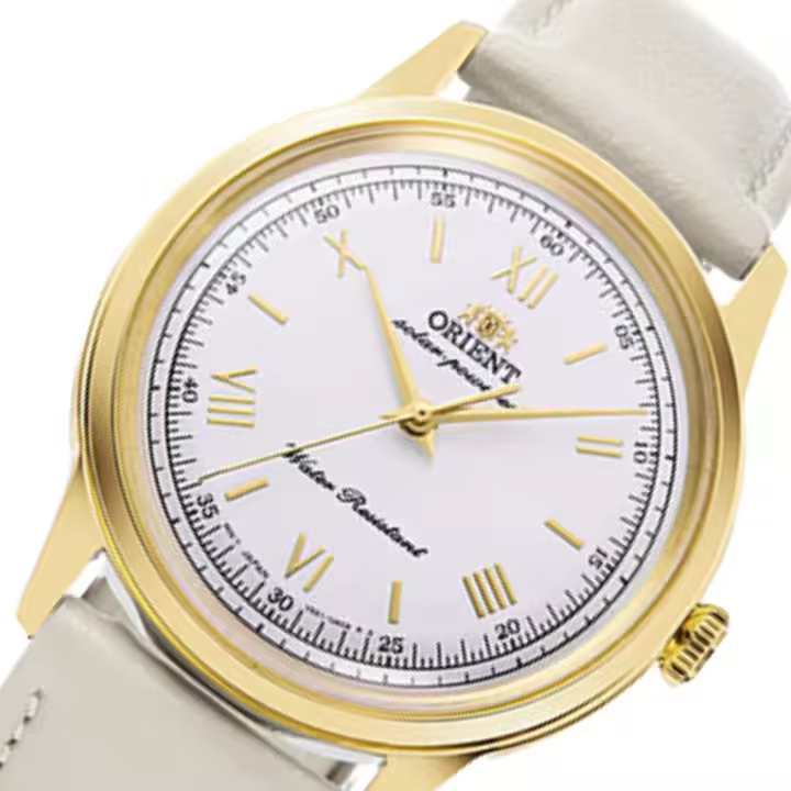 reloj solar hombre Orient Bambino Solar Ivory RA-WK0001S 38,4m 30m WR correa de cuero (funciona con energía solar o luz) - 1