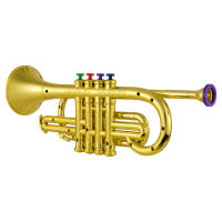 Trumpet Para Niños Instrumento Musical De Viento ABS Dorado Con 4 Teclas De Colores - details 0