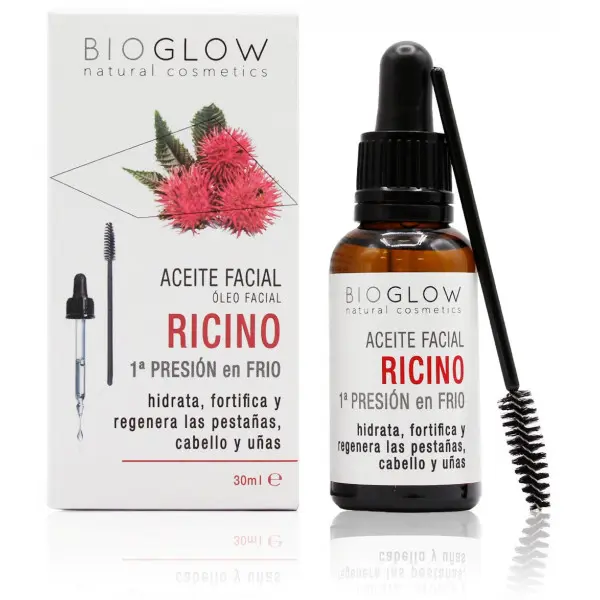 Aceite Facial Ricino 100% Puro Bioglow - Hidratante Antiarrugas Natural Estimula Crecimiento Pestañas - 1