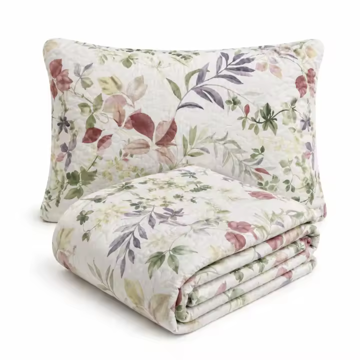 Colcha Bouti Athenea Reversible para Verano y Entretiempo, Camas 90, 105, 135, 150 y 180 cm. Diseño Floral con Reverso Rosa. Relleno 60% Algodón y 40% Poliéster. Suave y Transpirable. Roomers. - 1