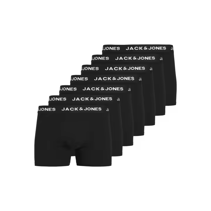 JACK & JONES JACHUEY Pack 7 Calzoncillos Hombre Algodón Orgánico Negros - 1