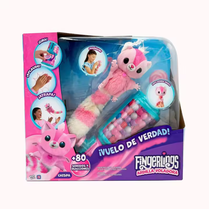 Bizak Fingerling Ardilla Voladora, +75 Sonidos y reacciones, interactua y Vuela hacia ti, +1 Metro de Distancia, Lanzador con Sonidos y música, + 5 años (61853147) - 1