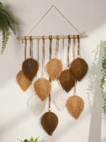 Tapiz Boho Hoja Macramé Tejido En Hilo Decoración De Pared Para Hogar Y Dormitorio Con Cordones De Madera Aesthetic Regalo - details 17