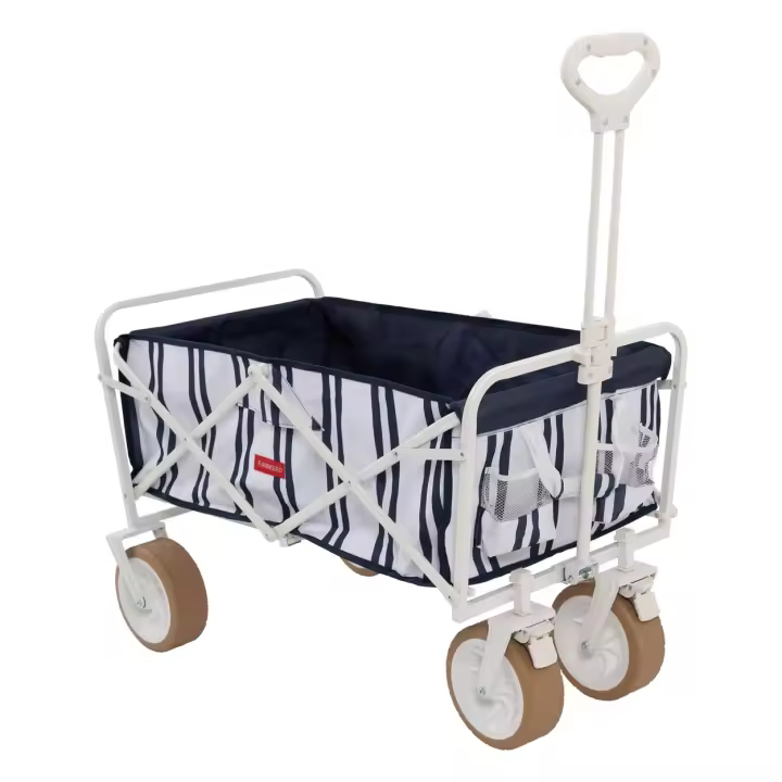 Flamingueo Carro Playa Plegable con Ruedas Giro 360º y Frenos Incorporados Bolsa Para Protección Doble Posavasos Poliéster 83 x 50 x 93 cm - 1