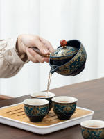 Tetera Y Infusor De Porcelana Con Rotación De 360 Grados Set De Té Chino Gongfu Forma Elegante De Cerámica Para Puer - details 8