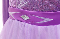 Disfraz De Princesa Para Niña Vestido De Cosplay De La Reina De Hielo Elsa Color Morado Talla A-Line Con Cuello En O Para Fiestas Y Rol De Playa - details 4