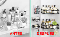 Conjunto estante cocina,baño aluminio 5piezas,INOXIDABLE,artículos de tocador, estante de almacenamiento esquinero, juego sin perforar de hierro forjado,Organizador de estante de baño,estante de esquina de cocina - details 4