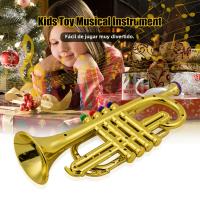 Trumpet Para Niños Instrumento Musical De Viento ABS Dorado Con 4 Teclas De Colores - details 4
