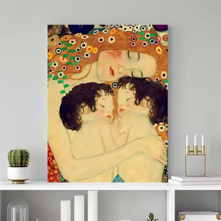 Pintura En Lienzo De Gustav Klimt 'Madre Y Bebés' 1pc Arte De Pared Moderno Para Decoración De Dormitorio Y Sala De Estar - 1