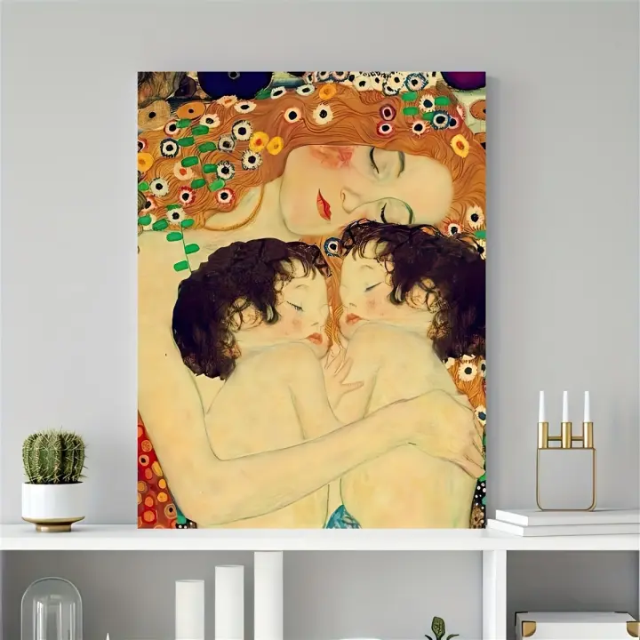 Pintura En Lienzo De Gustav Klimt 'Madre Y Bebés' 1pc Arte De Pared Moderno Para Decoración De Dormitorio Y Sala De Estar - 1