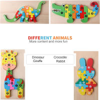 Rompecabezas de Madera para Niños – Puzzles Educativos con Números, Dinosaurios y Animales – Juguetes de Aprendizaje para Niños y Niñas de 2 a 6 Años – Regalo Ideal para Desarrollo Cognitivo y Motricidad Fina - details 1