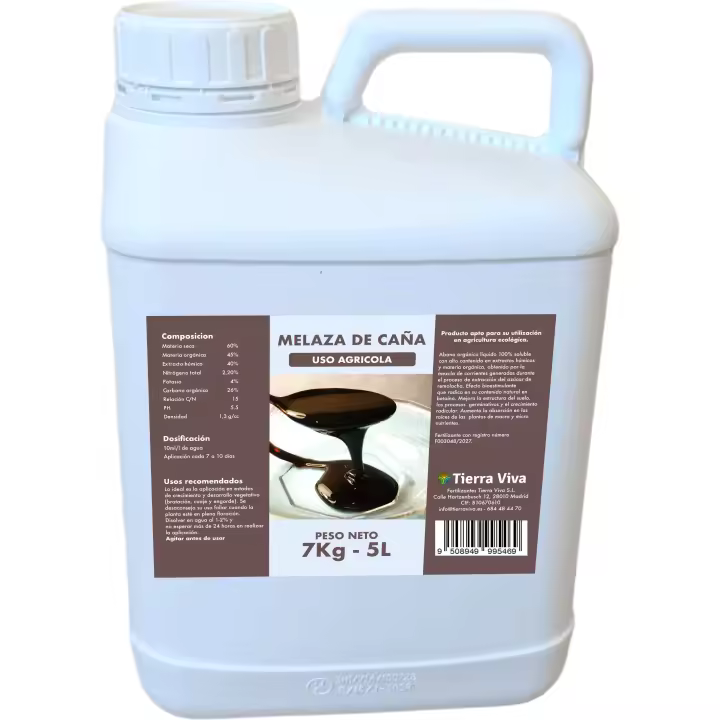 Melaza para plantas ecológica 7Kg (5L) . Estimula el crecimiento de tus cultivos. Mejora las Propiedades del Suelo e incrementa la cantidad de nutrientes. Uso Universal - 1