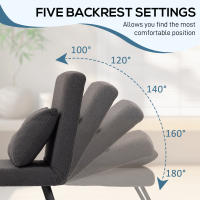 HOMCOM Sofá Cama de 1 Plaza Sofá Cama Plegable Tapizado en Terciopelo con Respaldo Ajustable de 5 Niveles y Almohada Acolchada para Oficina Dormitorio Salón 63x73x81 cm - details 9