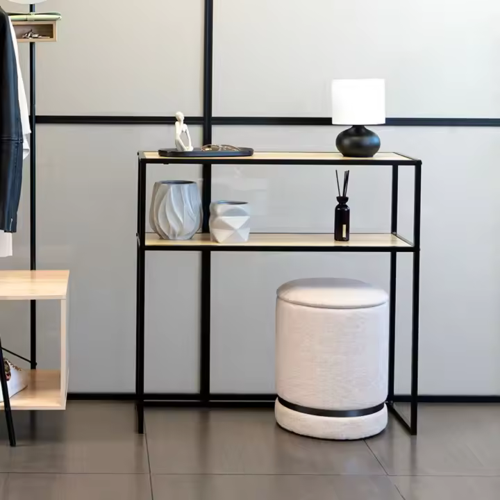 Consola MOA Vinthera 2 estantes metal negro 77x78x27 cm - 1