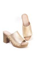Paloma Wang sandalias mujer mules con tacón alto y plataforma efecto madera con tachas - details 0