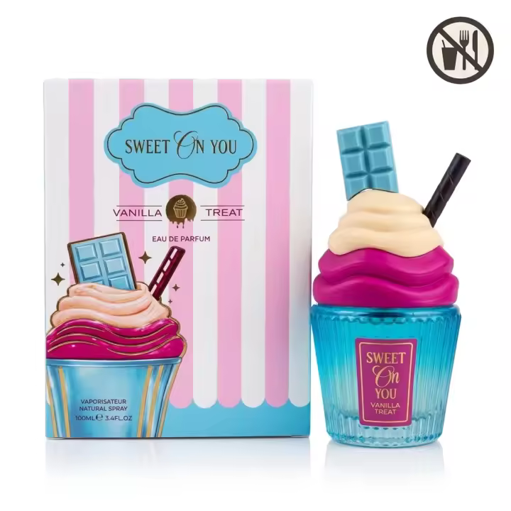 Perfume AFAQ SWEET ON YOU VANILLA TREAT Fragancia femenina gourmand dulce con notas de cupcake recién horneado, un cremoso corazón de almendras, azúcar y canela, y un sedoso fondo de mantequilla, crema de vainilla y almizcle de larga duración 10 - 1
