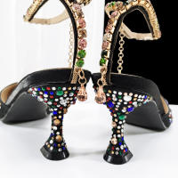 Zapatos De Tacón Alto Para Mujer Con Cordón Y Strap De Tobillo En Color Arcoíris Y Negro De QueenaYan Estilo Africano Y Party - details 4