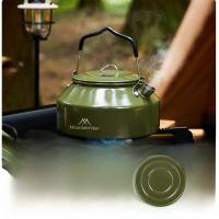 Hervidor De Agua De Viaje Ultraligero De 1.4L Con Manija Para Estufa Café Metal Suministros De Mesa Color Khaki Verde Negro - details 11