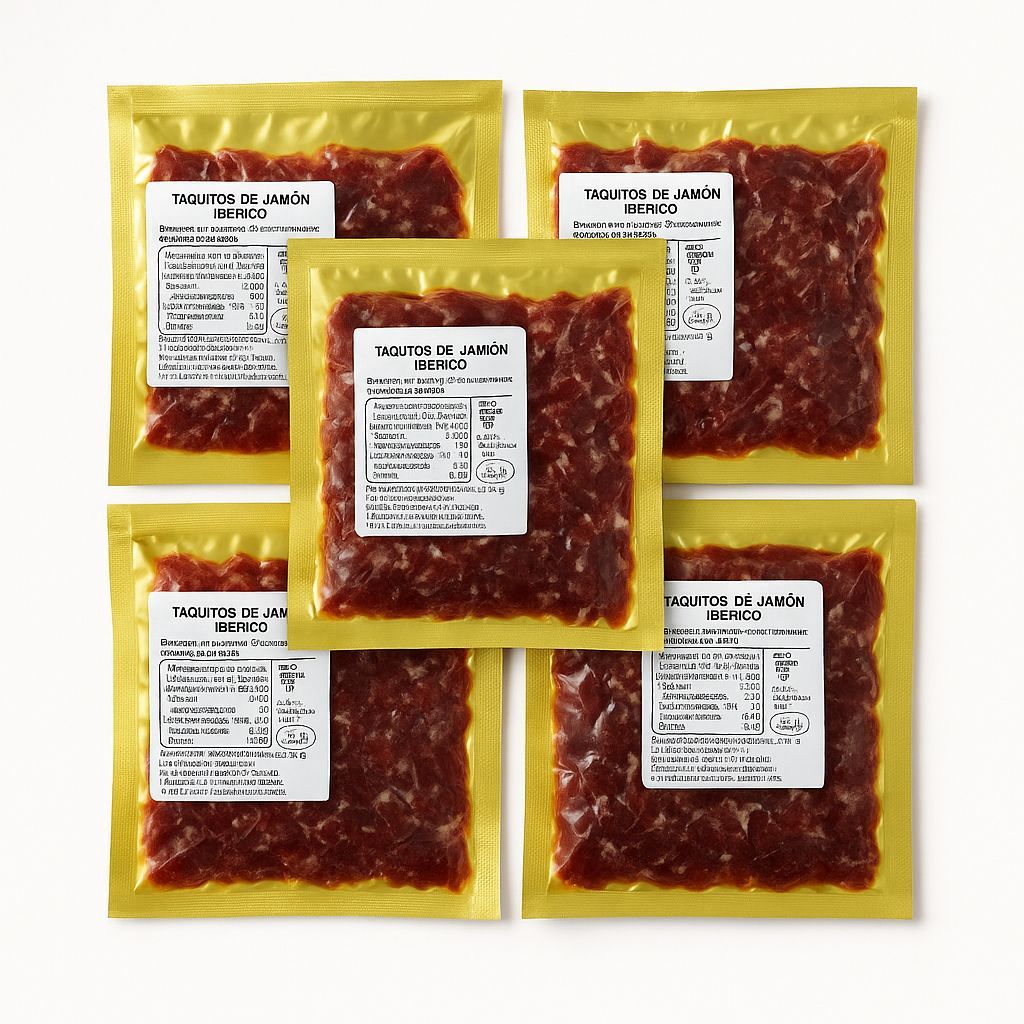 Taquitos de Jamón Ibérico - Virutas de Jamón Ibérico - 5 unidades de 100g - Ibéricos Faustino Gil -