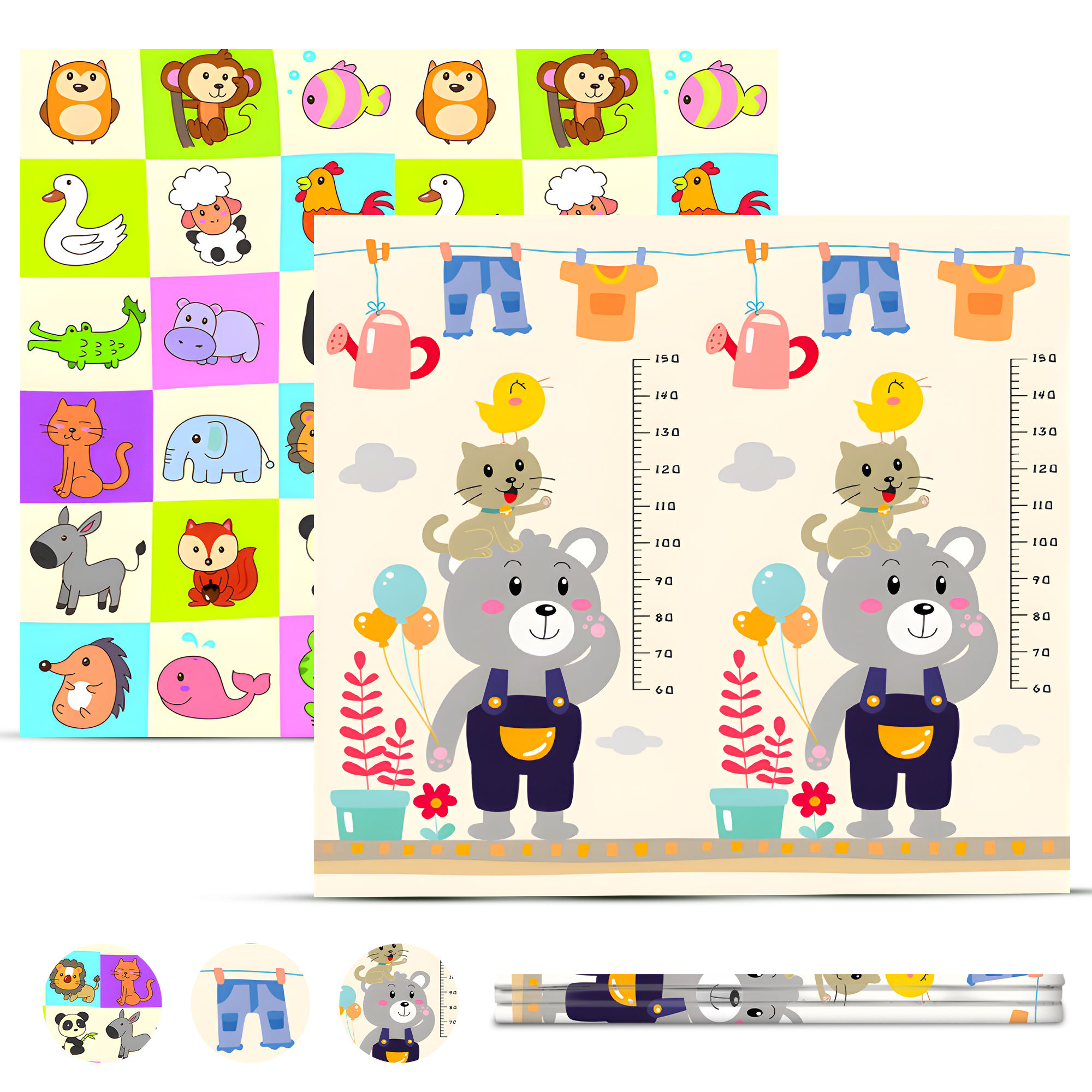 Babybaipro - Alfombra Bebe Acolchada Plegable 200x180x1 cm, Colchoneta infantil reversible XPE, Impermeable, no tóxica tapete juegos actividades regalo niña-niño cumpleaños navidad Baby PlayMat