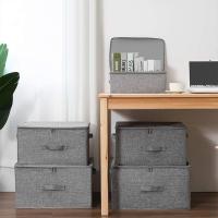Caja de Almacenamiento 30x30x30 cm con Tapa y Cremallera – Cubo Organizador Plegable de Tela Tipo Lino con Asas Resistentes – Cesta para Ropa, Juguetes, Libros, Armario, Oficina y Hogar – Diseño Decorativo y Funcional - details 4