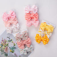 3Pcs/set Lindos Diademas De Algodón Para Bebés Recién Nacidos Niños Y Niñas Con Nudos Elásticos Estampados De Puntos Rayas Y Flores Niños Pañuelos De Cabeza - details 0