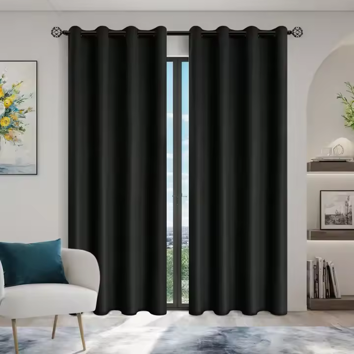 1pc Cortinas De Blackout Total 100% Con Grommets Para Sala De Estar Y Dormitorio Material De Poliéster Resistente Al Químico - 1
