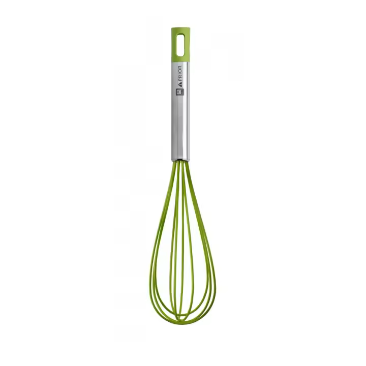 Bra - Batidor Prior, 31 cm, Utensilio Batir Cocina Silicona, Varilla Manual, Remover y Mezclar, Mango Madera, Acero Inoxidable - 1