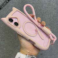 Funda De Teléfono Para iPhone Con Orejas De Gato Transparente Y Magnéticas De Acrílico Con Correa Para Muñeca Compatible Con Modelos 12 13 14 15 16 17 - details 7