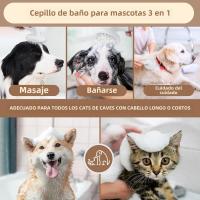 Cepillo De Baño Para Perros 3 En 1 Cepillo De Peluquería Para Mascotas Con Cabeza De Limpieza Y Masaje Silicona Suave Para Lavado Con Jabón - details 2
