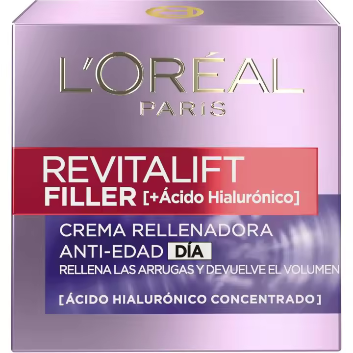 L'Oréal Paris Revitalift Filler Crema de Día SPF 50 con Microrelleno de Ácido Hialurónico Y para dia Y para noche Y Revitalift Rellenador Crema-Gel Nutritiva e Hidratante Rejuvenecedora Facial con Ácido Hialurónico 50ml- LOreal Revitalift Filler 8h - 1