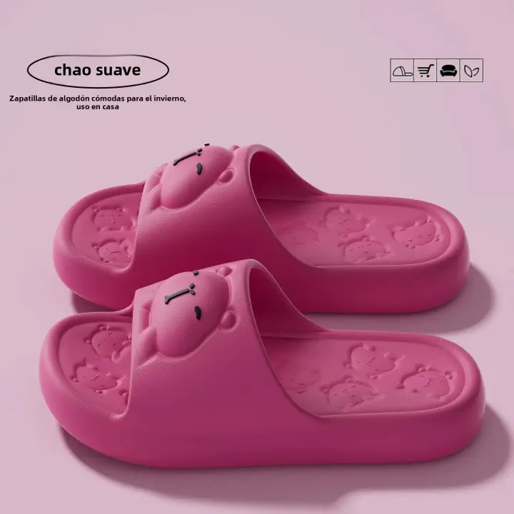 Zapatillas De Casa Para Mujer De Talla Grande 32-45 Ligera Antideslizante Con Dibujos De Capybara Verano Suela Suave Sandalias Para Baño - 1