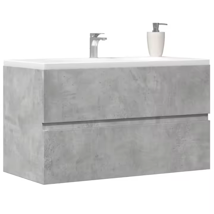 vidaXL Mueble de lavabo madera de ingeniería 80x38,5x45 cm en color Negro/Gris sonoma/Gris hormigón y más | almacenamiento funcional diseño moderno para baño dormitorio sala - 1