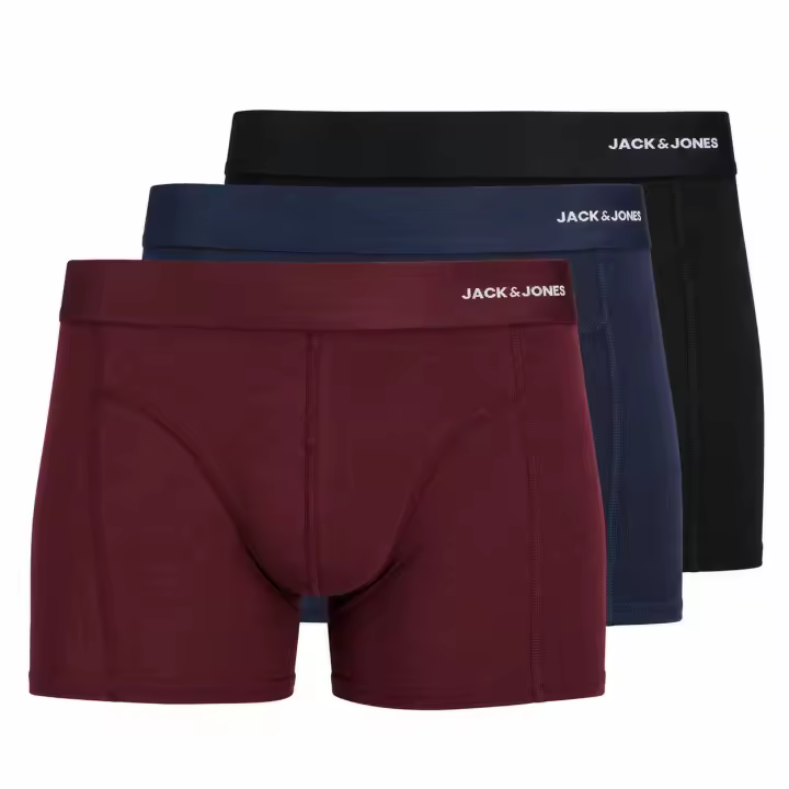 Jack & Jones JACBASIC Bamboo Trunks Pack 3, Calzoncillos Bóxer Cortos, Ropa Interior, Boxer Ajustados de Bambú, Suaves, Elásticos, Transpirables, Cómodos - 1